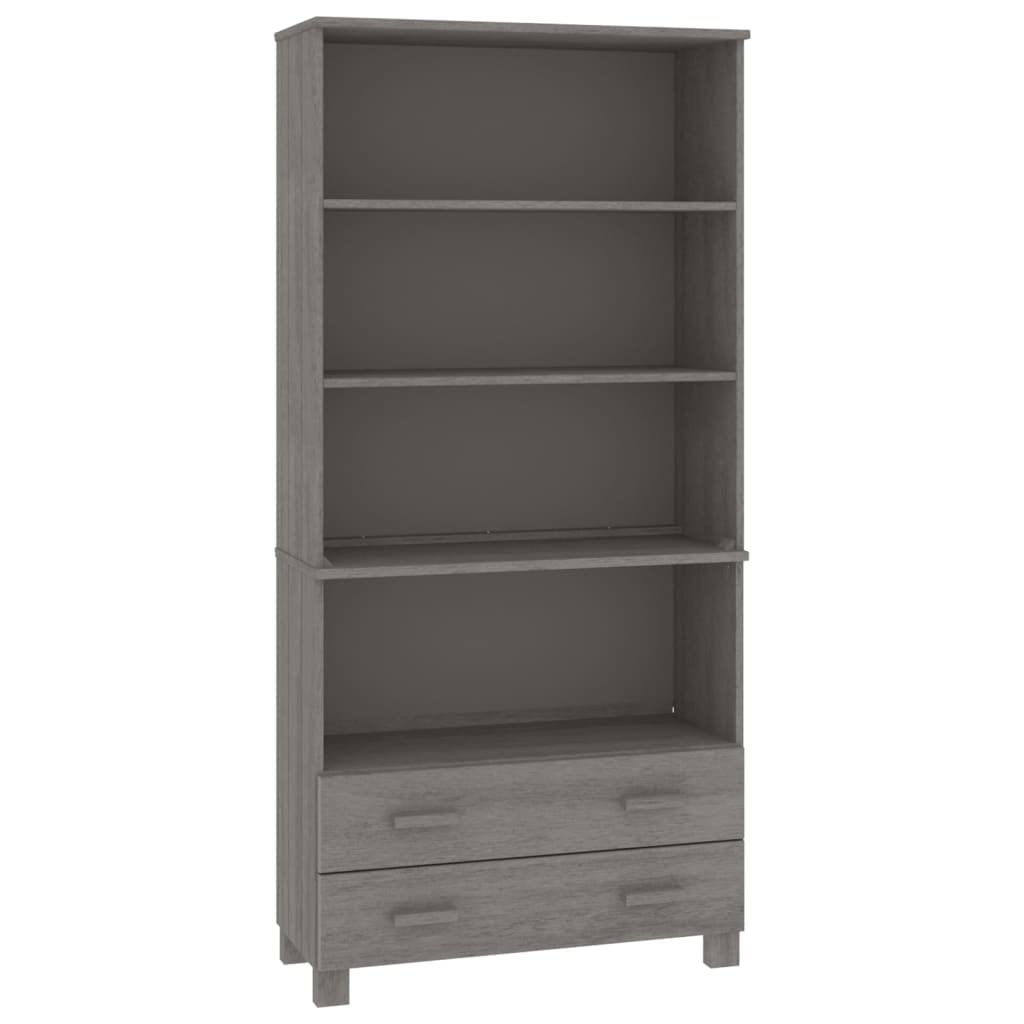 vidaXL Wooden Highboard HAMAR | Solid Pine Wood & MDF | Light Gray | Ample Storage | Easy Assembly Required | Safety Compliance Included