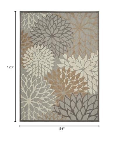 HomeRoots 100% Polypropylene 7’ x 10’ Natural and Gray Indoor Outdoor Area Rug