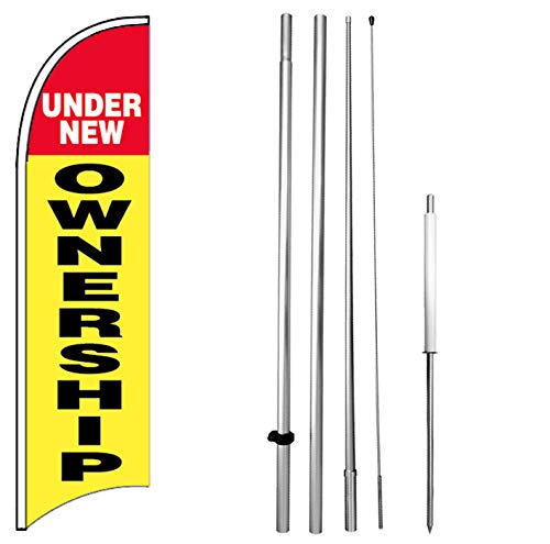 Under New Ownership - Windless Feather Swooper Flag Banner Sign Kit Yb-H