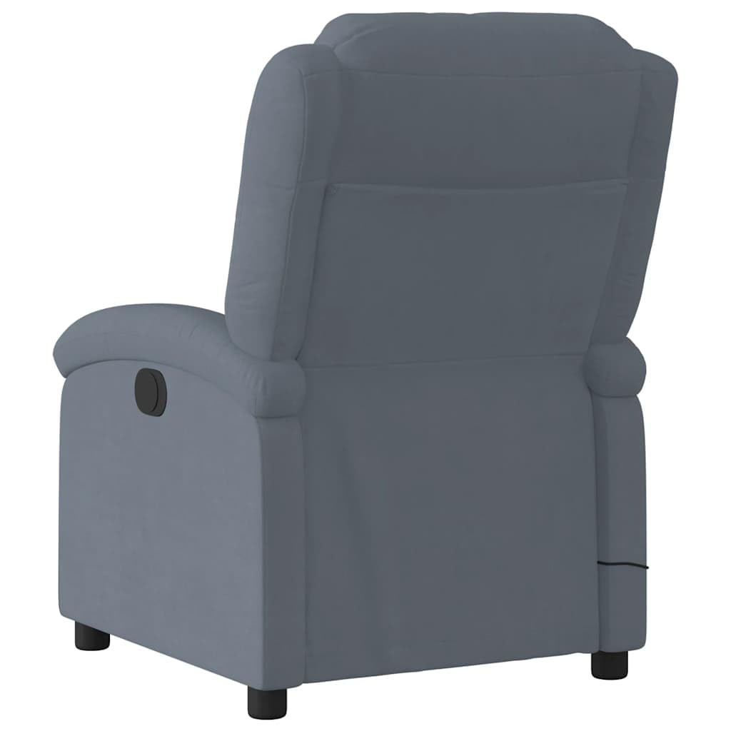 vidaXL Dark Gray Velvet Manual Massage Recliner-Comfortable Seating with Side Pocket, Sturdy Frame and 6-Point Vibration Massage for Living Room/Lounge