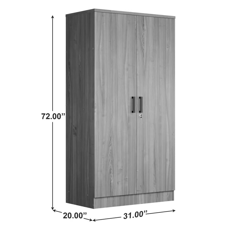 Woodpeckers Furniture And Mattress 2 Doors Wardrobe with Shelves (Grey)