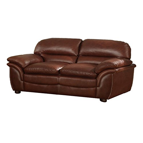 Baxton Studio Redding Cognac Leather Modern Sofa Set, Large, Brown