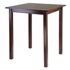 Ergode Wood Perrone High Table Set | Expandable Dining Solution | 2 Stools | Walnut Finish | Space-Saving | 160lbs Weight Limit (94549-VV)