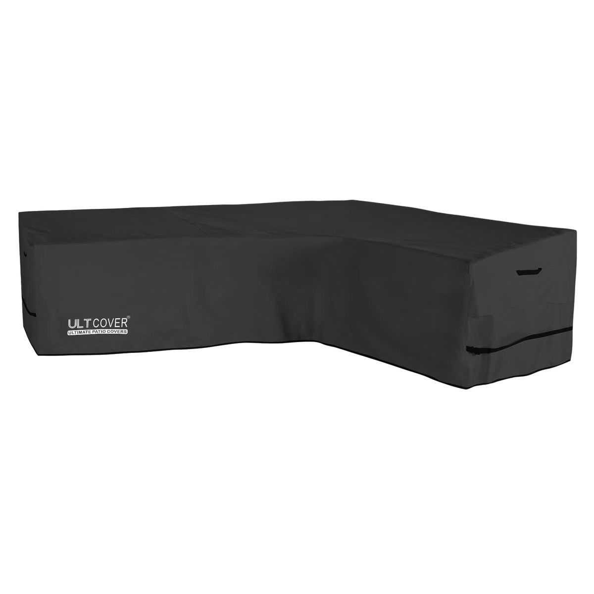Ultcover Patio L-Shaped Right Facing Sofa Cover Waterproof For 6-Seater Outdoor Sectional Furniture Couch 110X85 Inch Wide, Blac