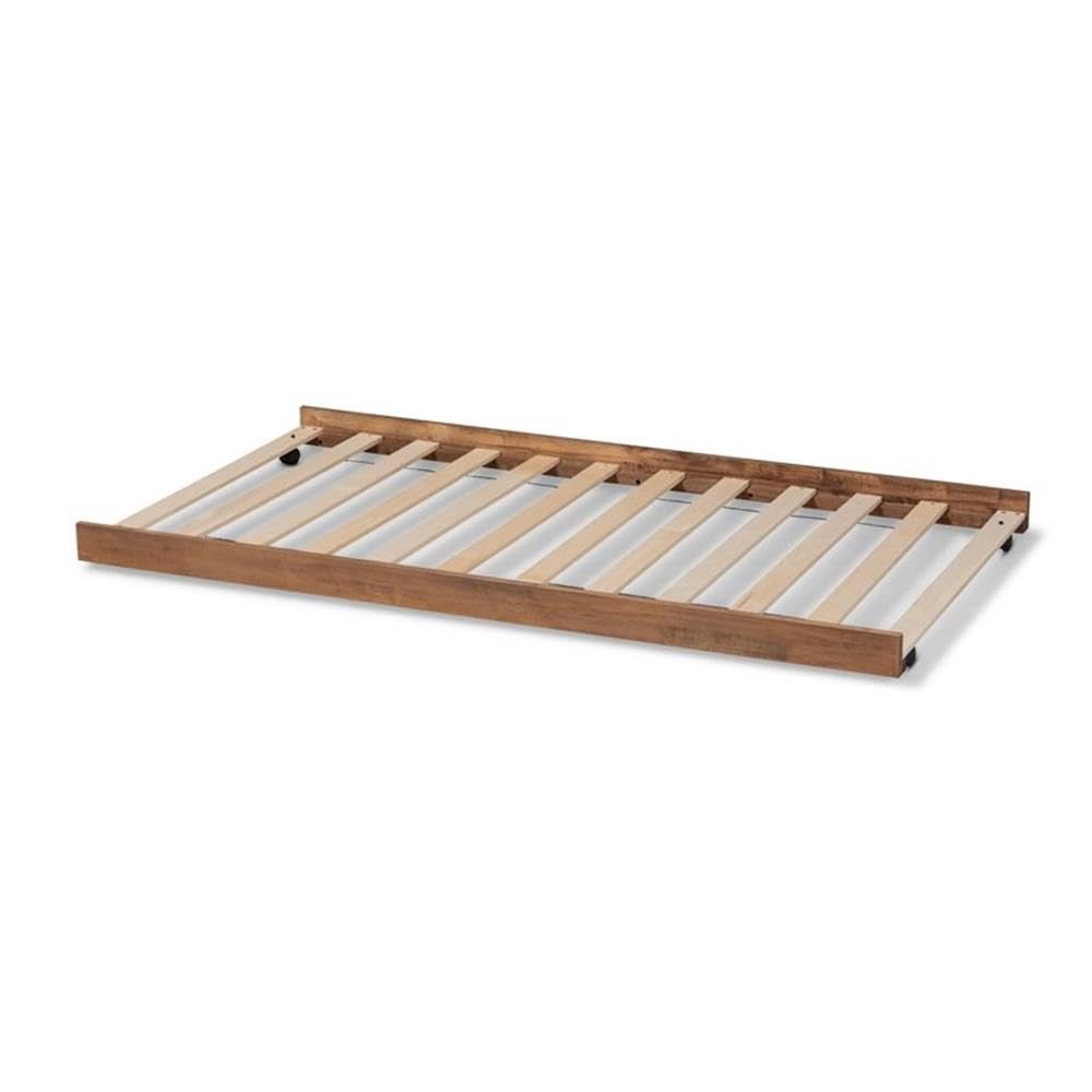 Baxton Studio Veles Modern and Contemporary Ash Walnut Finished Twin Size Trundle Bed