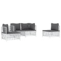 vidaXL Modern Patio Lounge Set with White Steel Frame - Durable Outdoor Furniture with Powder-Coated Construction and Comfortable Cushions - Versatile and Modular Design for Personalized Configura...