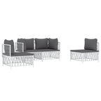vidaXL Modern Patio Lounge Set with White Steel Frame - Durable Outdoor Furniture with Powder-Coated Construction and Comfortable Cushions - Versatile and Modular Design for Personalized Configura...