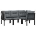 vidaXL 6 Piece Patio Lounge Set - Black - Poly Rattan - Weather-Resistant Material - Powder-Coated Steel Frame - Comfortable Backrest and Padded Cushions - Modular Design