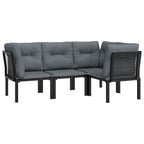 vidaXL 6 Piece Patio Lounge Set - Black - Poly Rattan - Weather-Resistant Material - Powder-Coated Steel Frame - Comfortable Backrest and Padded Cushions - Modular Design