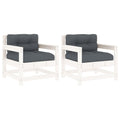 vidaXL Solid Wood Pine Patio Chairs with Cushions - 2 pcs Set, White - Comfortable, Sturdy & Modular Outdoor Seating Ideal for Garden, Patio, Terrace