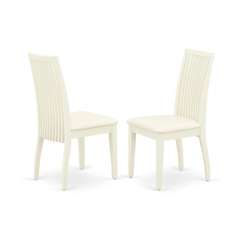 East West Furniture WEIP7-WHI-C 7Pc Dinette Set Includes a Rectangular Kitchen Table with Butterfly Leaf and Six Linen Seat Dining Chairs, White Finish