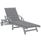 vidaXL Solid Acacia Wood Patio Sun Lounger with Cushion Seating Garden Wooden Seat Chair Balcony Backyard Furniture Outdoor Lounge Bed