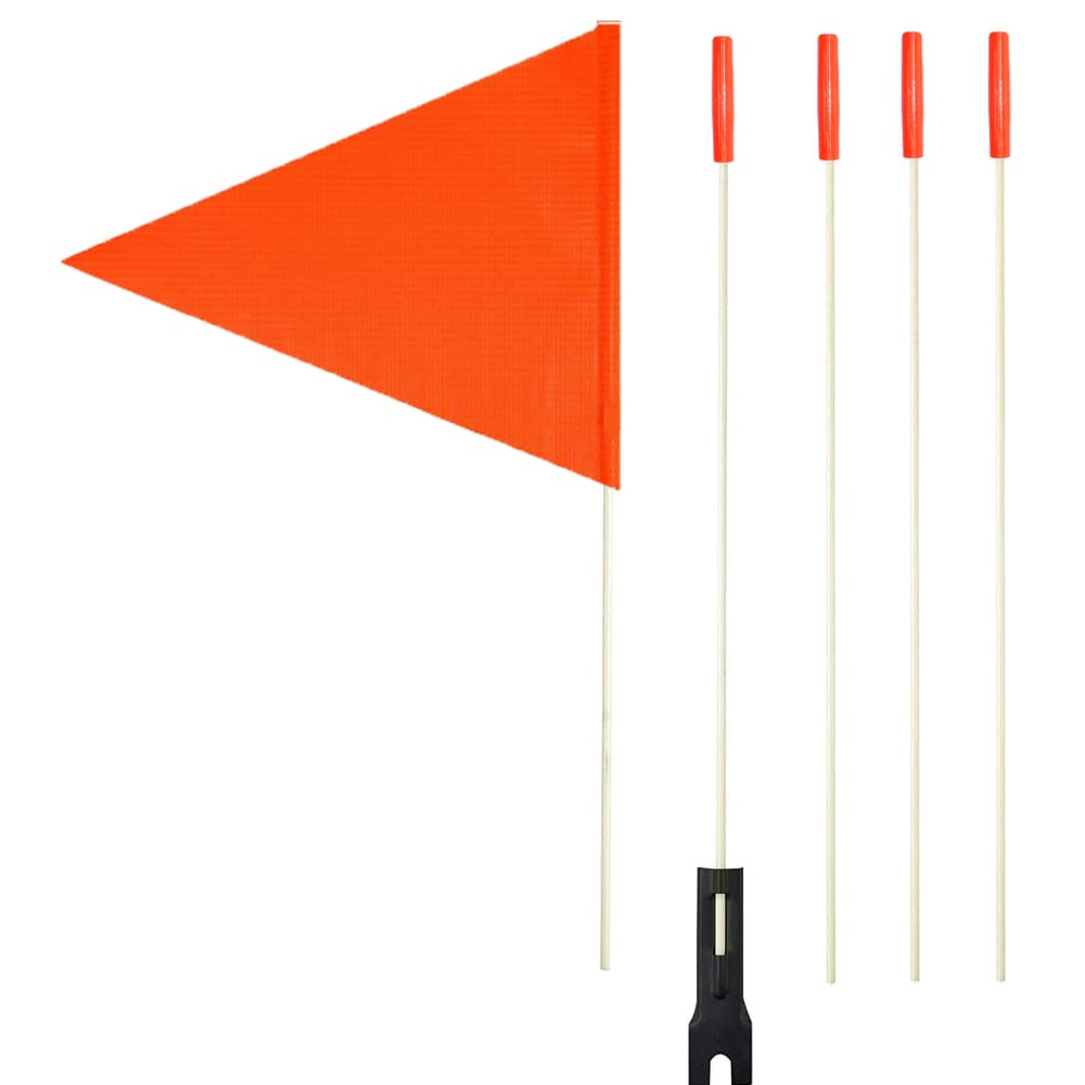 Uelfbaby Upgraded Bike Flags With Pole, 6 Ft High Visibility Orange Fags With Heavy Duty Fiberglass Flag Pole