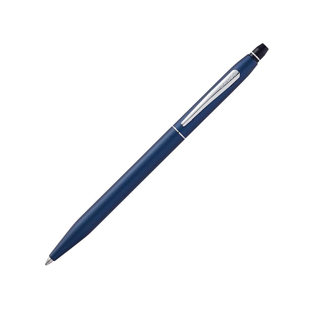 Cross Click Blue Lacquer Ballpoint Pen With Chrome Appointments And Bonus Slim Gel Refill