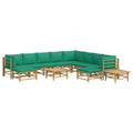 vidaXL 12 Piece Patio Lounge Set with Green Cushions Bamboo