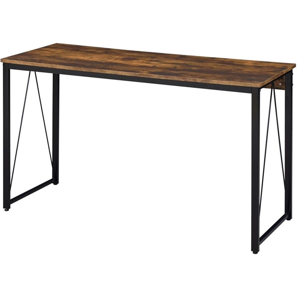 Acme Zaidin Wooden Rectangle Top Writing Desk In Weathered Oak And Black