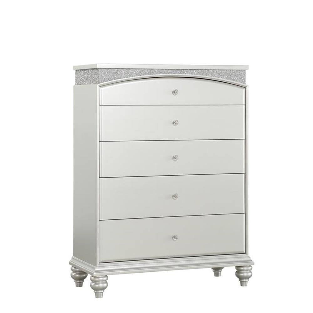 Acme Maverick 5-Drawer Wooden Chest in White Platinum