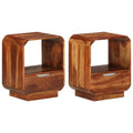 vidaXL 2 pcs Solid Sheesham Wood Nightstands - Versatile Bedroom Side Tables with Drawers and Open Compartment, 15.7"x11.8"x19.7" - Easy Assembly Included