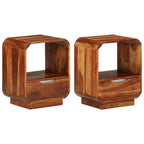 vidaXL 2 pcs Solid Sheesham Wood Nightstands - Versatile Bedroom Side Tables with Drawers and Open Compartment, 15.7"x11.8"x19.7" - Easy Assembly Included