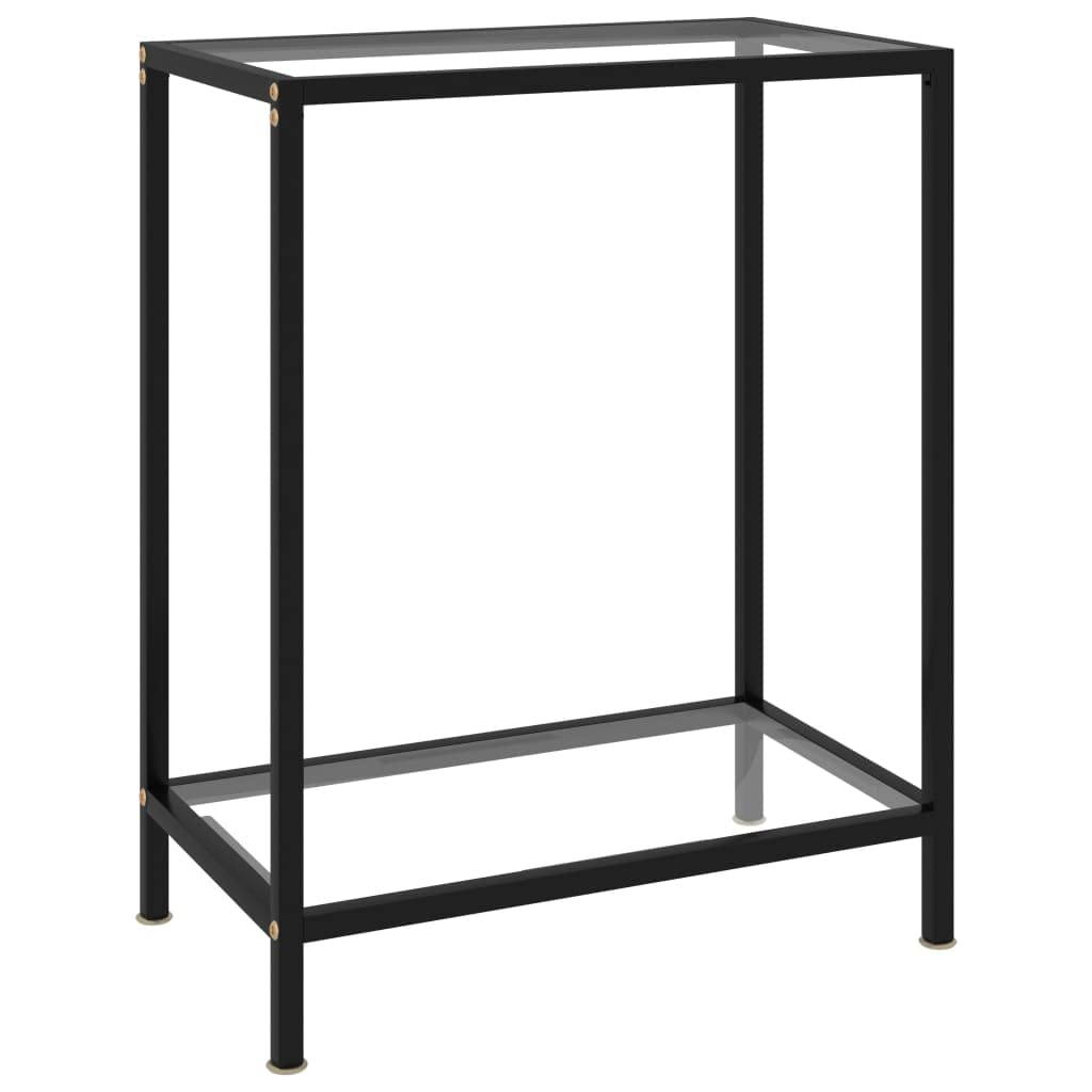 vidaXL Modern Console Table - Tempered Glass and Powder-Coated Steel, Transparent and Black, 23.6&quot;x13.8&quot;x29.5&quot;, Easy to Assemble