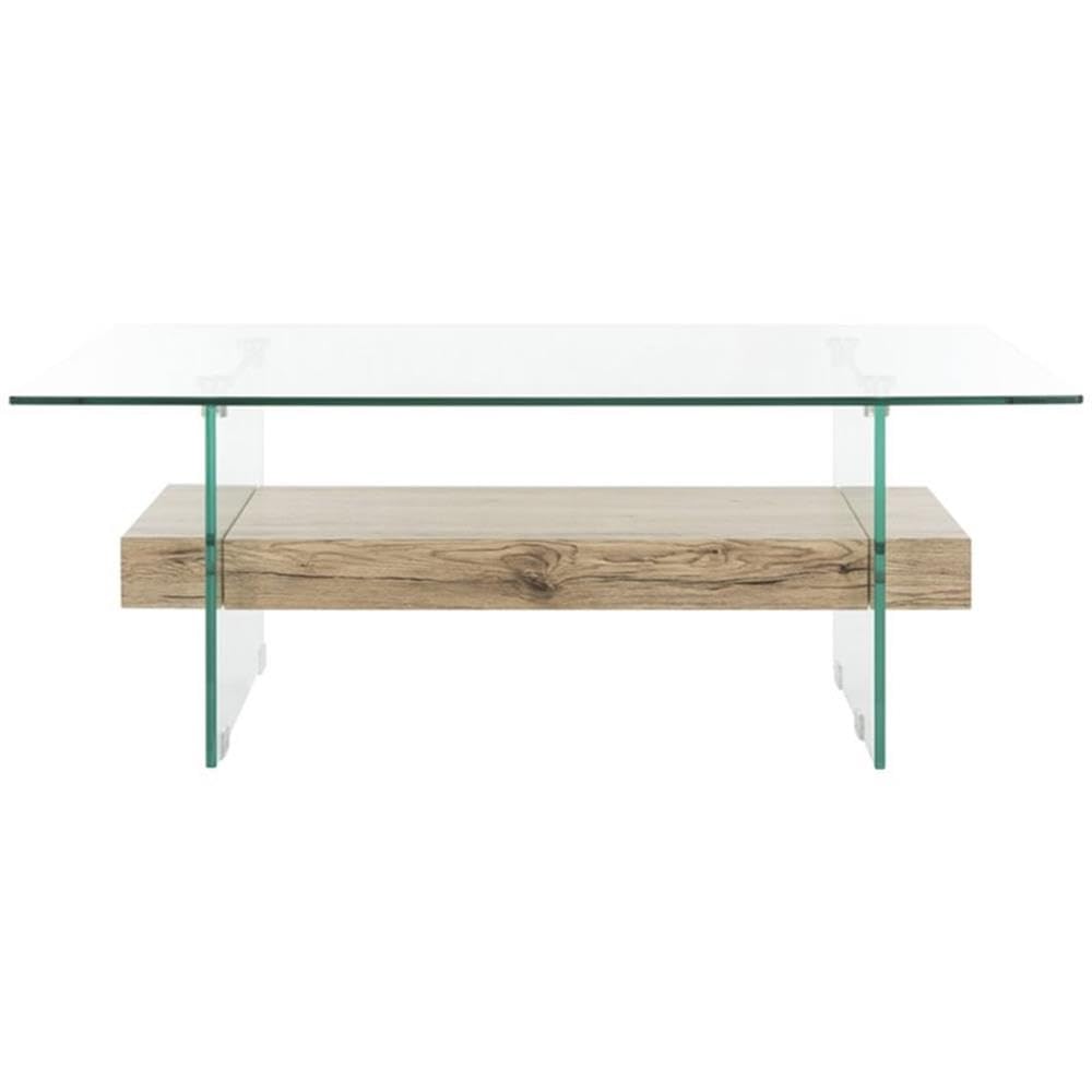 Safavieh Home Kayley Natural And Glass Coffee Table