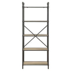 Acme Itzel 5 Wooden Tiers Rectangular Bookshelf in Antique Oak and Sandy Gray