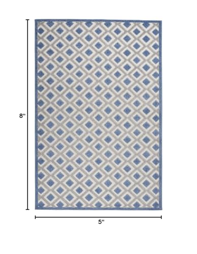 HomeRoots Blue/Grey 100% Polypropylene 5’ x 8’ Blue and Gray Indoor Outdoor Area Rug