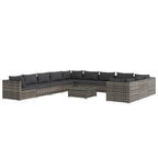 vidaXL Poly Rattan Patio Lounge Set with Cushions in Gray - Durable Weather-Resistant Material, Comfortable and Flexible Design for Outdoor Use - Easy Assembly