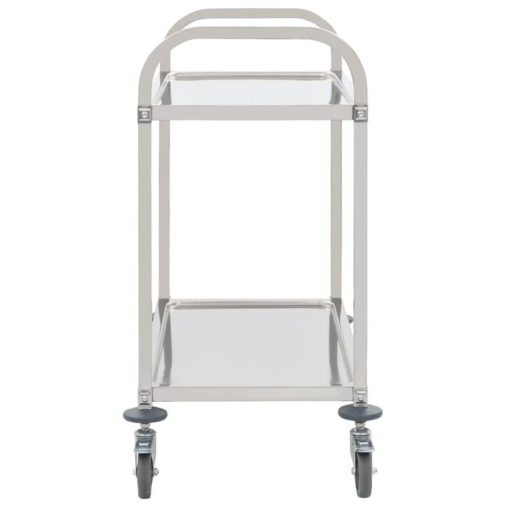 SKM 2-Tier Kitchen Trolley 34.3&quot;x17.7&quot;x32.9&quot; Stainless Steel -0913
