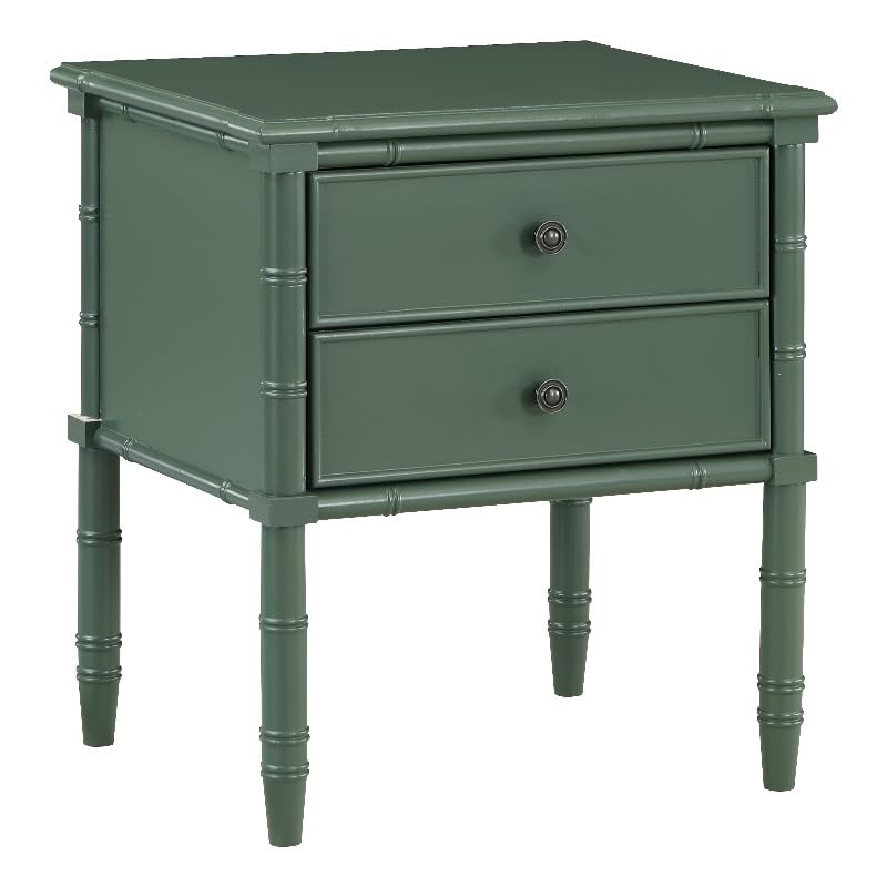 Comfort Pointe Ellison Vintage Green Wood 2-Drawer Coastal Style Nightstand