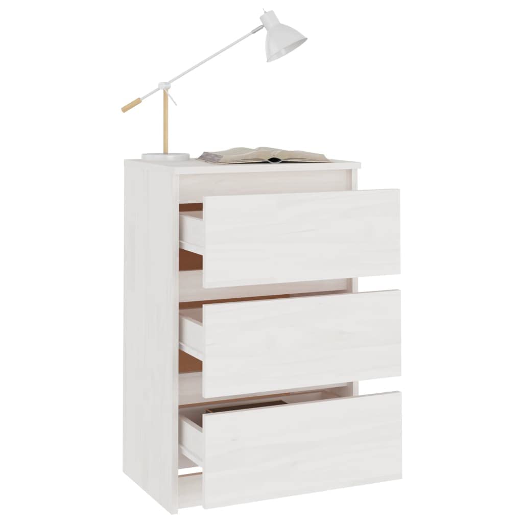 vidaXL Bedside Cabinet White 15.7&quot;x11.6&quot;x25.2&quot; Solid Wood Pine