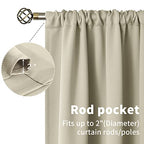 Bgment Short Blackout Curtains 36 Inches Length For Kitchen Camper - Rod Pocket Thermal Insulated Small Window Drapes For Bathroom Basement, Light Camel, 2 Panels, 34 X 36 Inch