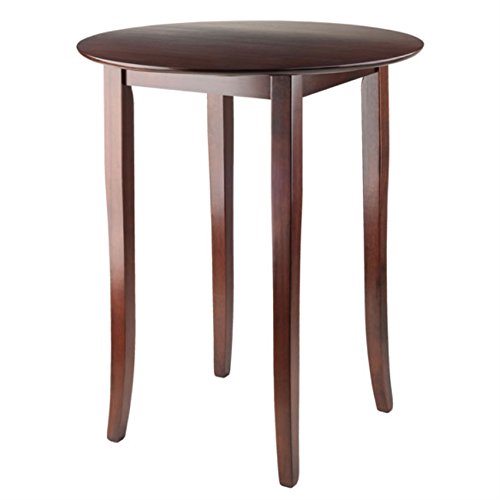 Round High Table Set with Ladder Back Stool - Solid Wood, Antique Walnut Finish, 29' Seat Height - Ready to Assemble - 33.66' W x 33.66' D x 38.98' H - 33.8 lbs
