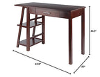 Ergode Aldric Writing Desk - Compact, Walnut Finish, Wide Desktop, Built-in Shelves, Center Drawer - Perfect for Small Spaces - 43.9' W x 20' D x 30.5' H