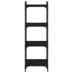 vidaXL 4-Tier Black Bookcase - Engineered Wood and Metal Frame - Adjustable Feet for Stability - Industrial Style Home Decor Bookshelf