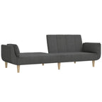 vidaXL 2-Seater Sofa Bed w/Pillows - Dark Gray Fabric Convertible Couch for Home Office/Living Room