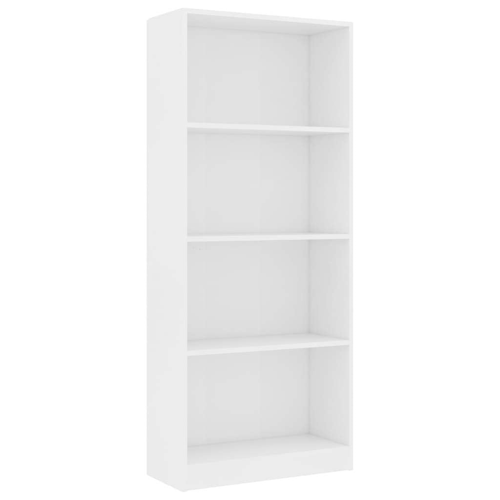 vidaXL 4-Tier Book Cabinet White 23.6&quot;x9.4&quot;x55.9&quot; Chipboard