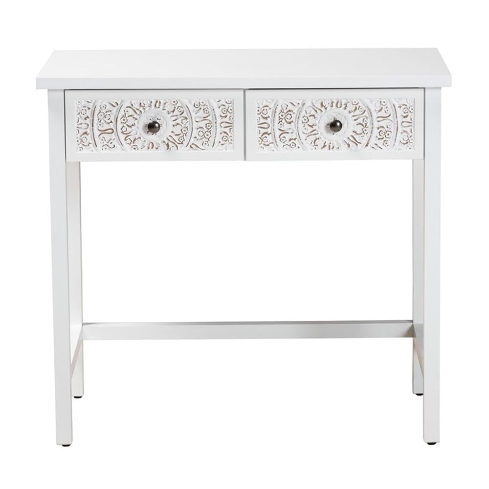 Baxton Studio Yelena 33.5-inch W x 17.7-inch D Console Table, White/Chrome (236-13336-HiT)