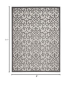 HomeRoots Grey/Charcoal 100% Polypropylene 8’ x 11’ Gray and Charcoal Indoor Outdoor Area Rug