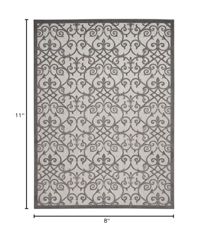 HomeRoots Grey/Charcoal 100% Polypropylene 8’ x 11’ Gray and Charcoal Indoor Outdoor Area Rug