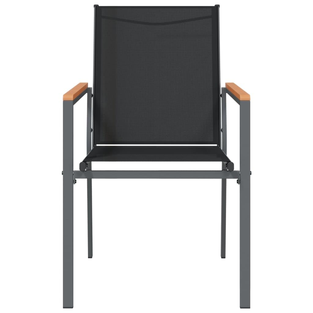vidaXL 2 pcs Patio Chairs - Modern Outdoor Furniture with Textilene Fabric & Powder-Coated Steel | Garden and Terrace Seating – Black - 21.7"x24.2"x35.4"