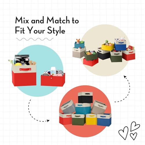 Riverridge Kids 6Pc 10.5In W X 5In H Storage Set-Turquoise Folding Bins, 6 Count