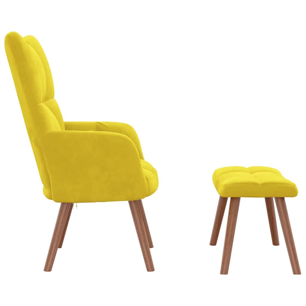 vidaXL Relax Armchair with Footrest Mustard Yellow Velvet