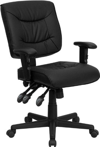 Flash Furniture Low Back Black Leather Multi-Functional Swivel Task Chair