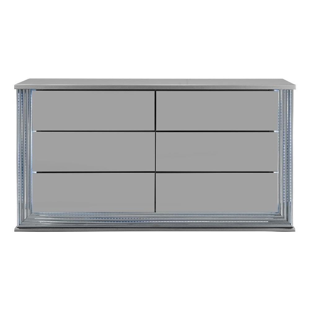 Global Furniture Usa Ylime Smooth Silver Dresser With Led With Led