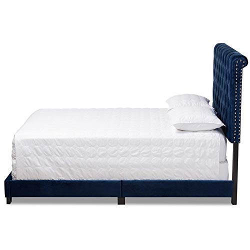 Baxton Studio Candace Luxe and Glamour Navy Velvet Upholstered Full Size Bed