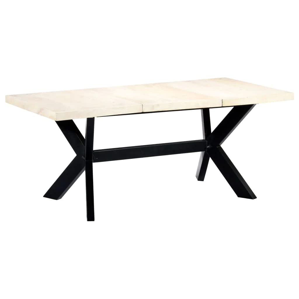 Vidaxl Solid Mango Wood Dining Table Kitchen Table Dinner Table Dining Room Furniture Modern Style Easy To Assemble Sturdy White 180Cm