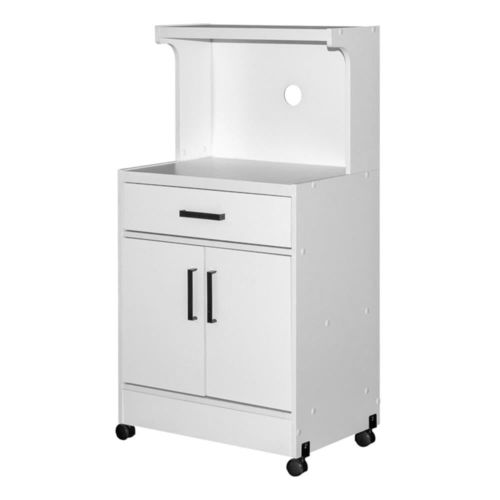 Better Home Products Shelby Kitchen Wooden Microwave Cart in White