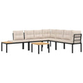 vidaXL Patio Bench Set with Cushions 5 pcs Black Powdercoated Steel
