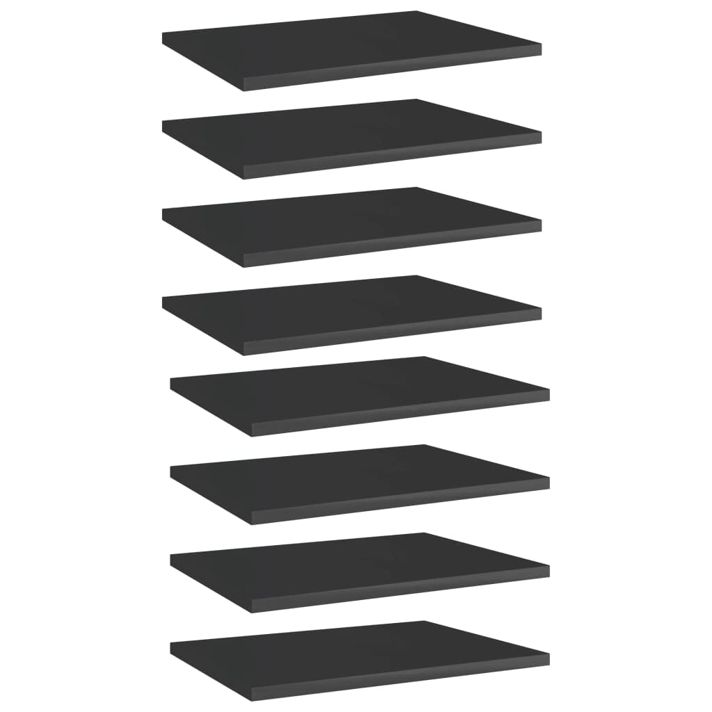 vidaXL Black High Gloss Bookshelf Boards Set of 8, Engineered Wood, Simple Design, Easy Clean, 15.7&quot;x11.8&quot;x0.6&quot; Suitable for Home & Office